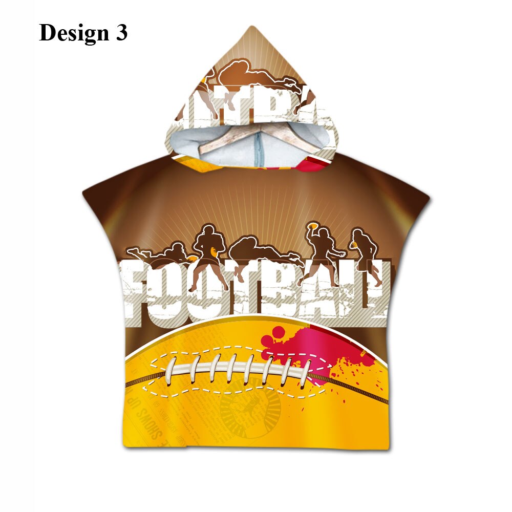 Novelty Sport American Football Rugby Baby Kids Kinderen Hooded Handdoek Zwembad Zwemmen Bad Strand Poncho Handdoek Cape: Design 3