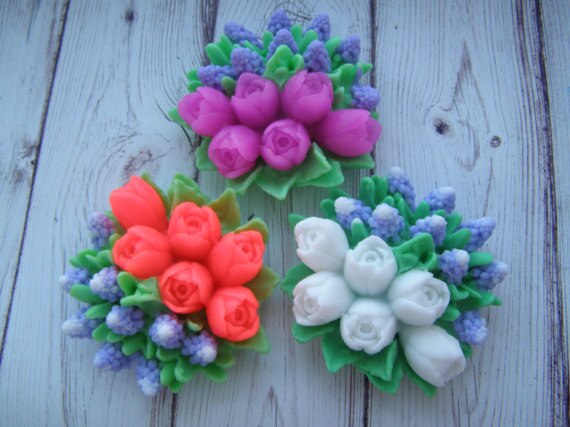 Silikon blommor formar 3d formar av tulpaner tvål form skog blommor formar mors dag bukett blommor przy 001