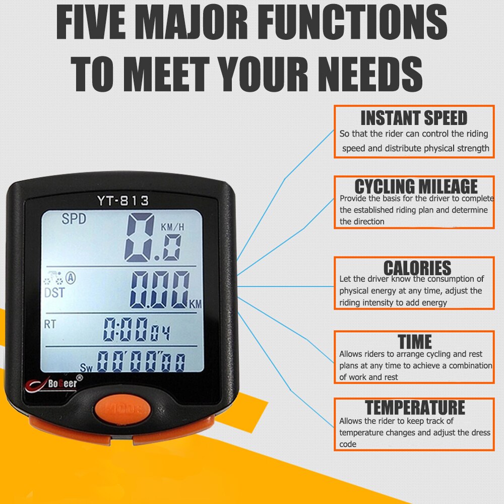 Multifunctionele Bike Speed Meter Fiets Computer Snelheidsmeter Met Sport Sensoren Waterdichte Snelheidsmeter Digitale Fiets Computer