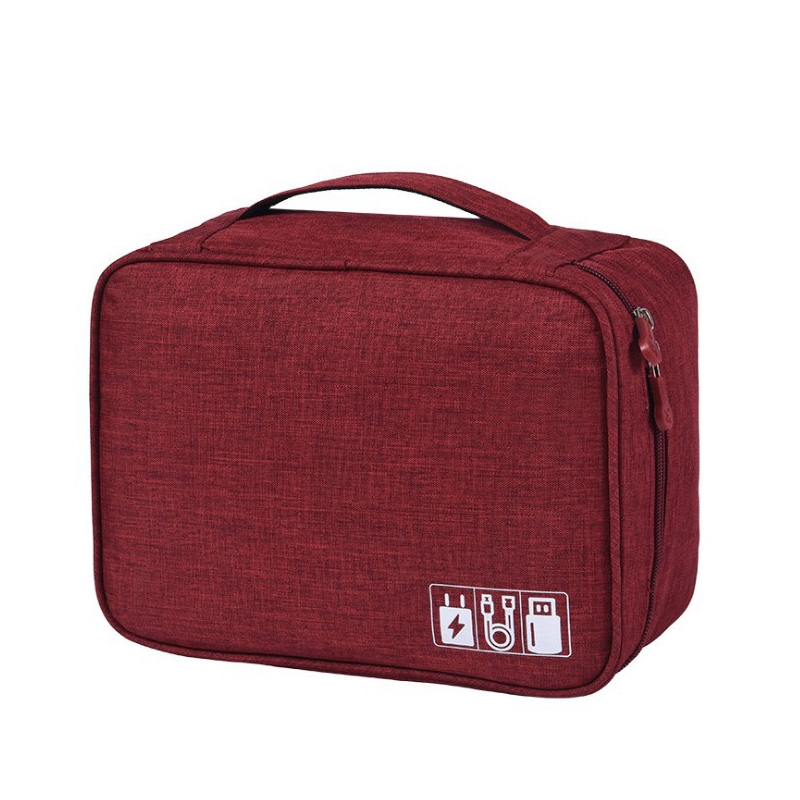 Wobag Polyester Mens Travel Electronic Accessories Travel Bag Organizer For Date Line SD Card USB Cable Digital Device Bag: Red