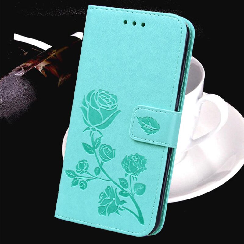Luxe reliëf 3d bloemenhoesje voor samsung galaxy ace gt -s5830i s5830 pu leren portemonnee flip telefoonhoesje tas volledige achterkant: 3 groene