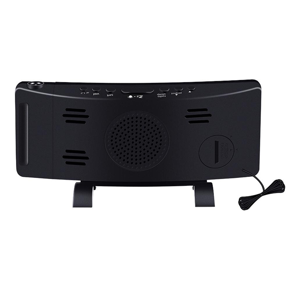 Digital radio vækkeur projektor snooze timer temperatur led display usb ladekabel 110 grader bord radio fm ur