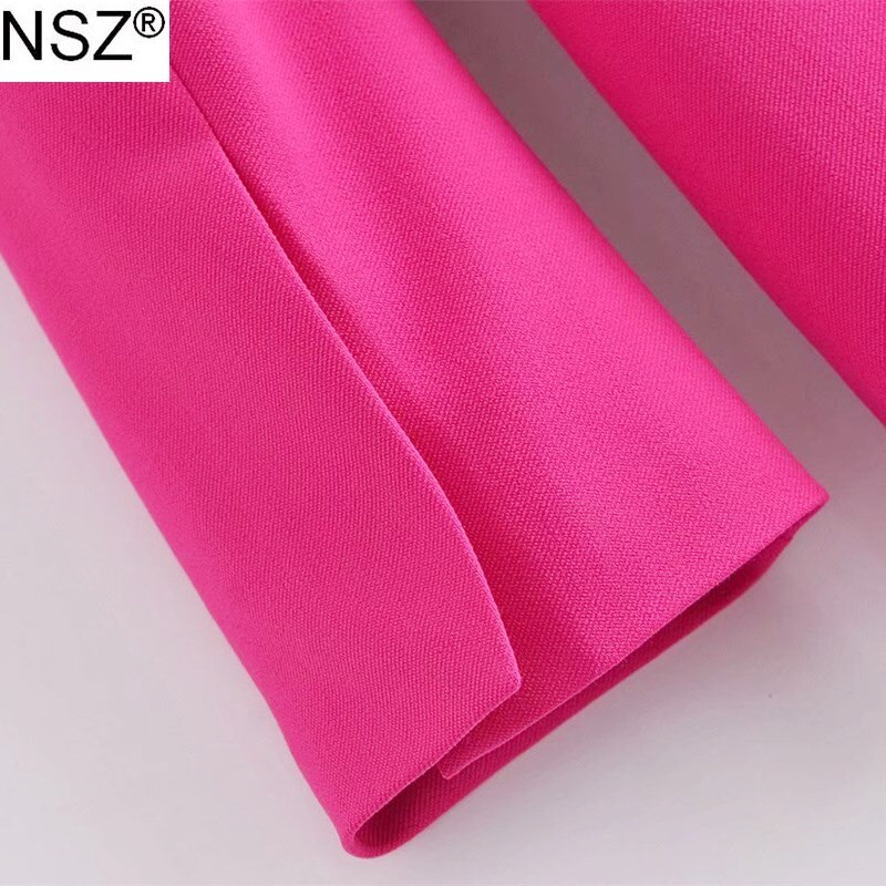 NSZ-Blazer rosa para mujer, Chaqueta de traje con un solo botón a la , abrigo de oficina para mujer, abrigo de negocios, color fucsia