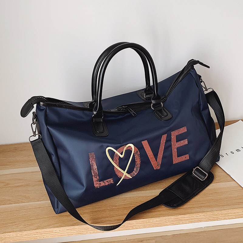 2020 nova bolsa de Viagem Saco de Viagem Saco de Lantejoulas Moda Feminina Diagonal Saco de Desporto Saco De Fitness Desgaste-resistente e À Prova D' Água: Dark Blue