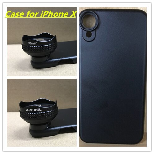 Apexel Optic Pro Lens-Kit de lente de cámara para teléfono móvil, lente de gran angular de 100 grados, alta claridad, para iPhone X, 8, más, smartphones, 18MM: case for iphone X