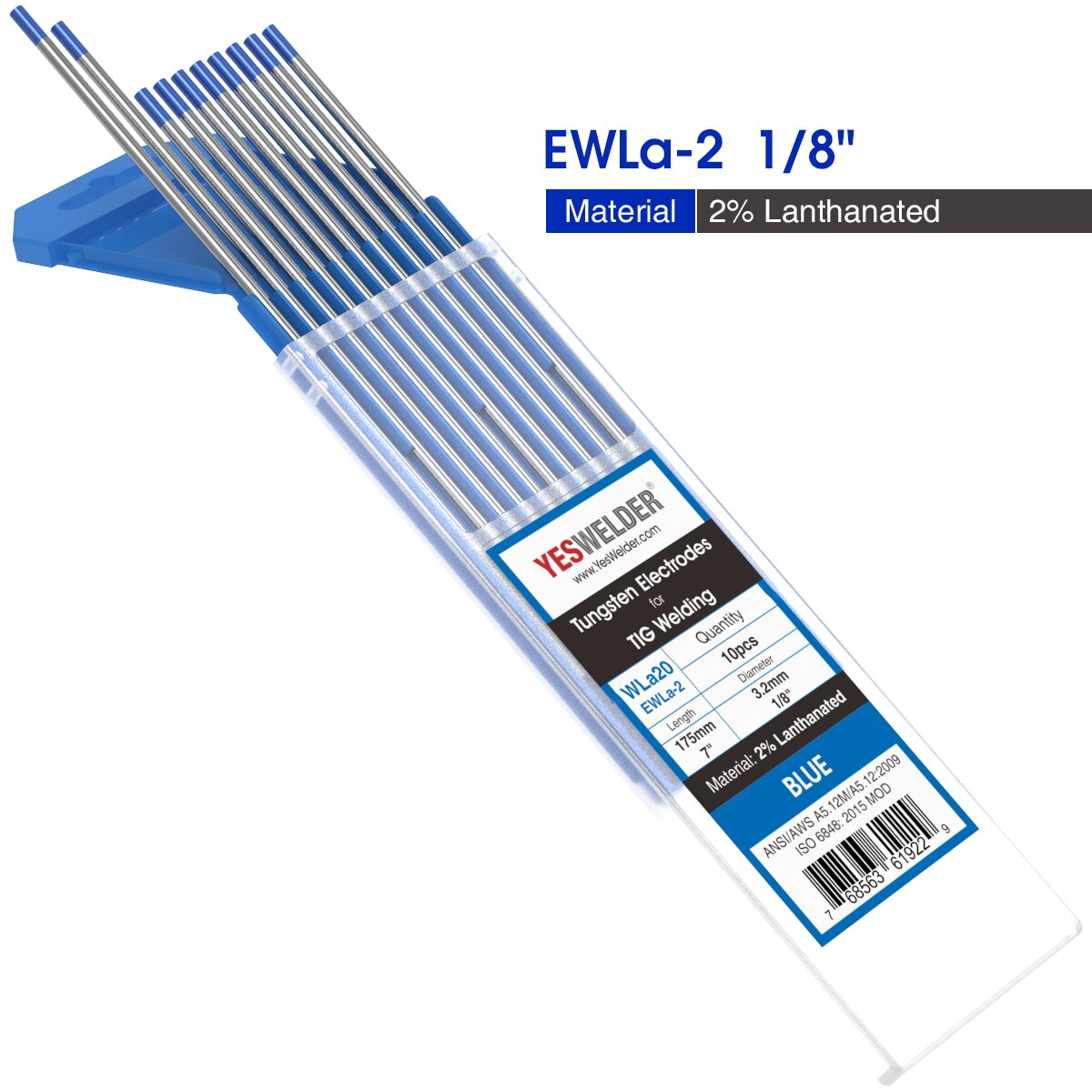 YESWELDER 10pk TIG Welding Tungsten 3.2*175mm WP WT20 WC20 WL15 WL20 WX: WL20-3.2