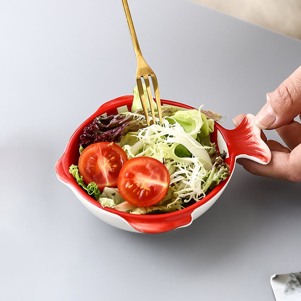 Irregular Fish Shape Ceramic Plate Rectangle Solid Glaze Steaming Fish Tray Porcelain Dinner Plate Household Dish