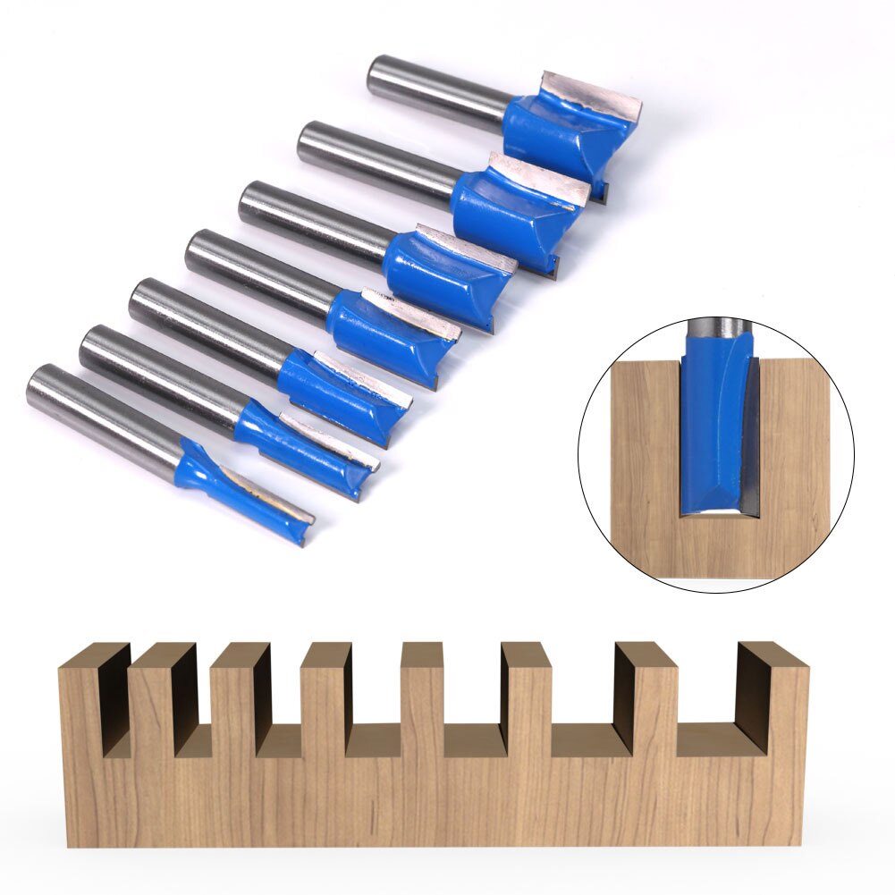 1Pc 8Mm Shank Straight Houtbewerking Router Bit Set Carpenter Frees 6/8/10/12/14/18/20Mm Houtwerk Snijgereedschap Router Bit