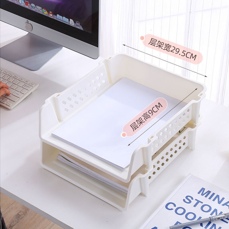 Multi-layer File Tray Organizer A4 Document Paper Organizer Rack Plastic Book Shelf Storage Holder Office Stationery Storage Box