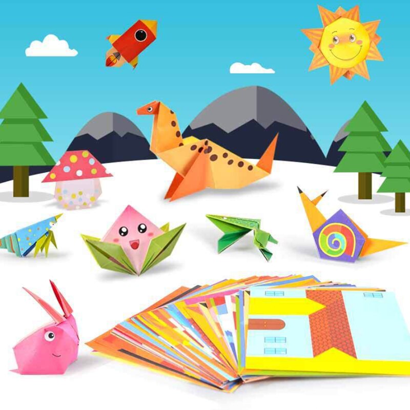 Baby Toys 3D Arts And Crafts 54Pages Origami Cartoon Animal Book Toy Kids DIY Paper Art Baby Early Learning Education Toys