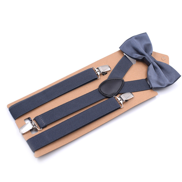 2,5x110 cm Soild Bunte Hosenträger Bowtie einstellen Schön Polyester charmant Y-zurück Hosenträger Erwachsene Schmetterling Gürtel Bogen krawatte Einstellbare: Dunkelgrau