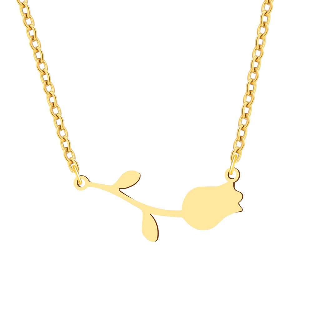 Rvs Kettingen Rose Valentines Hanger Kraag Ketting Mode Ketting Voor Vrouwen Sieraden Bruiloft Vrouw Cadeaus 1Pcs