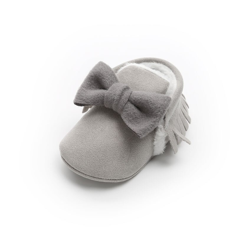 Wonbo söt rosett baby flickor vinter tossor spädbarn småbarn skor baby mockasiner första walkers: Modell 3 / 1