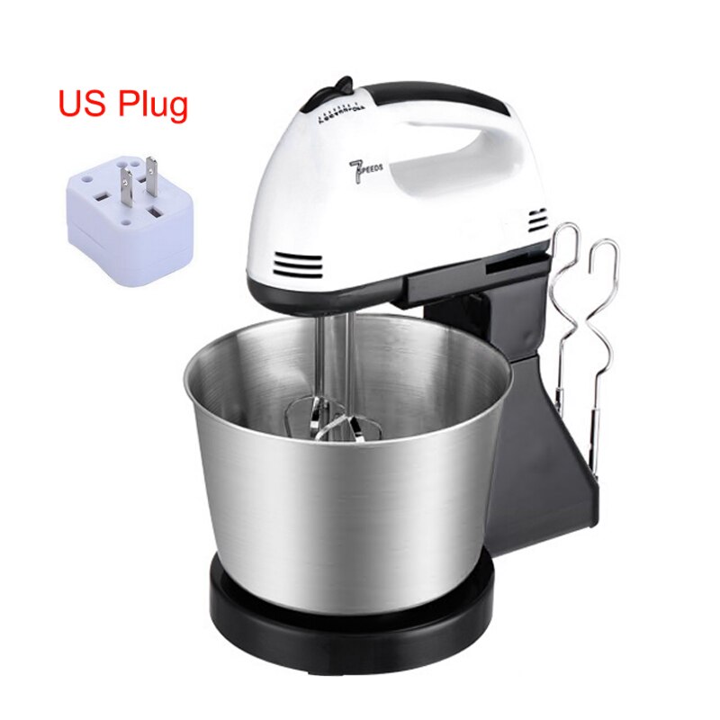 Automatisk 7 -trinns kake eggemikser blender elektrisk stå miksere deig krok visp visp håndholdt mel brød egg visp blender: Svart oss-kontakt