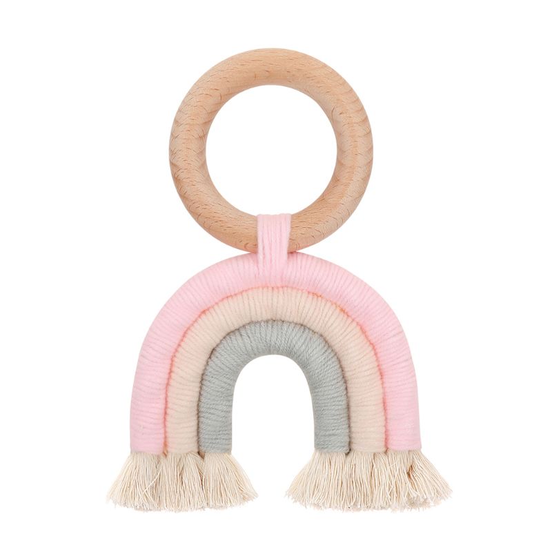 Christmas Baby Rainbow Teething Ring Safety Wooden Teether Baby Care Shower C6UF: Q153