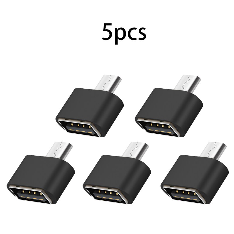 1/5 stücke Mini Micro USB Stecker Auf USB 2,0 Buchse Adapter OTG Konverter Für Android-Handy: 5black