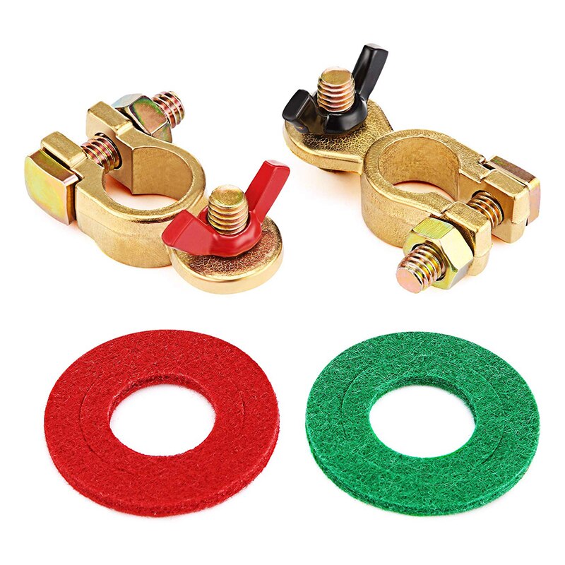 Heavy Duty Thickened Battery Terminal Set with Battery Anti-Corrosion Terminal Protectors 200A Pure Copper