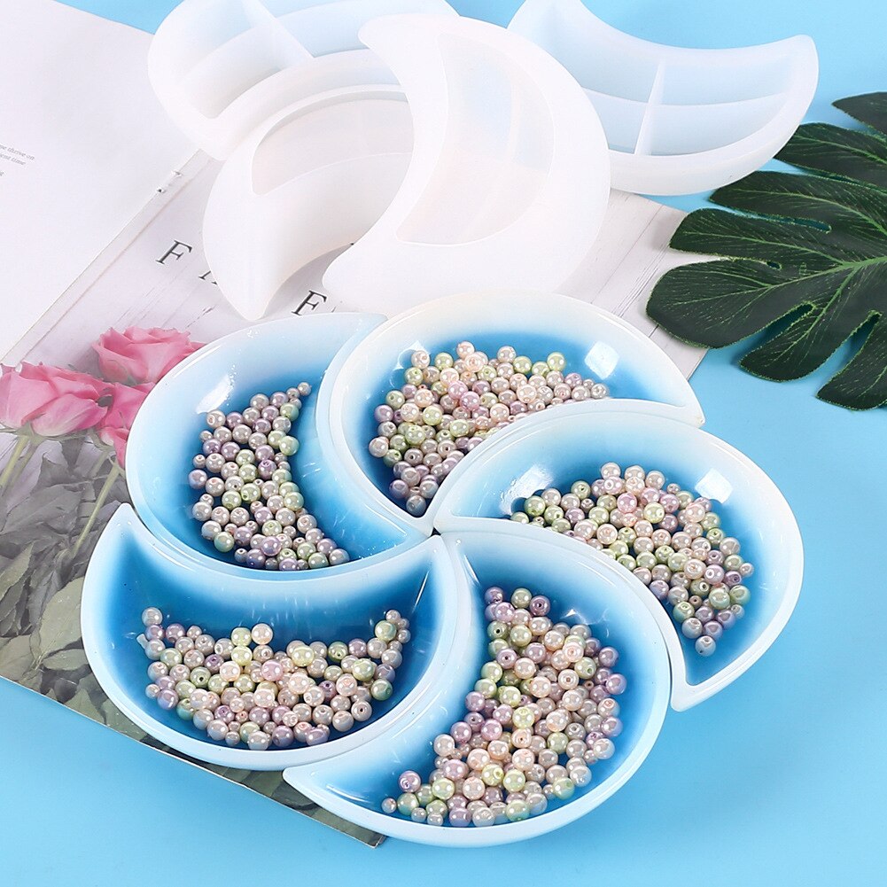 Leuke Maan Vorm Fruit Schotel Siliconen Mal Diy Sieraden Opbergvak Coaster Asbak Craft Casting Epoxyhars Mal Home Decor