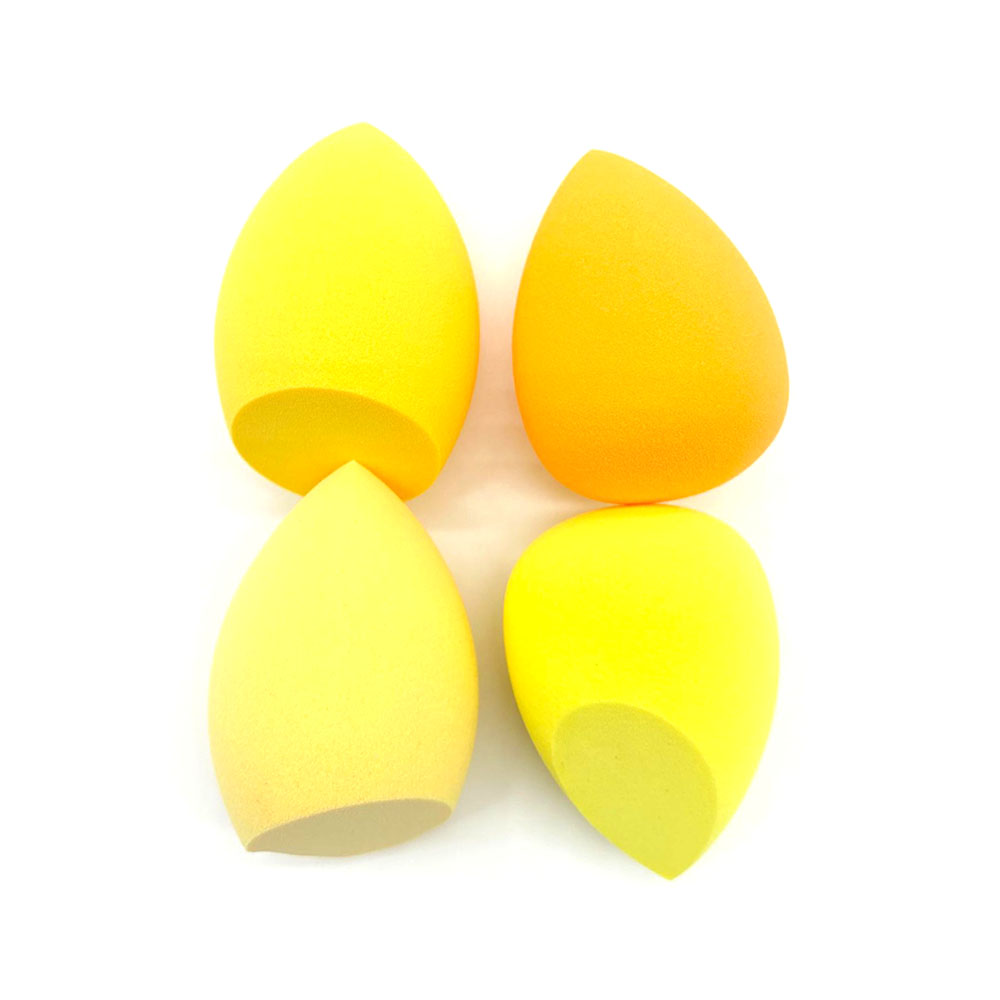 Éponge de maquillage bouffante de poudre, 4 pièces, sèche et humide, boule cosmétique de beauté, fond de teint, bouffante de poudre, coupe biseautée, outils: Jaune