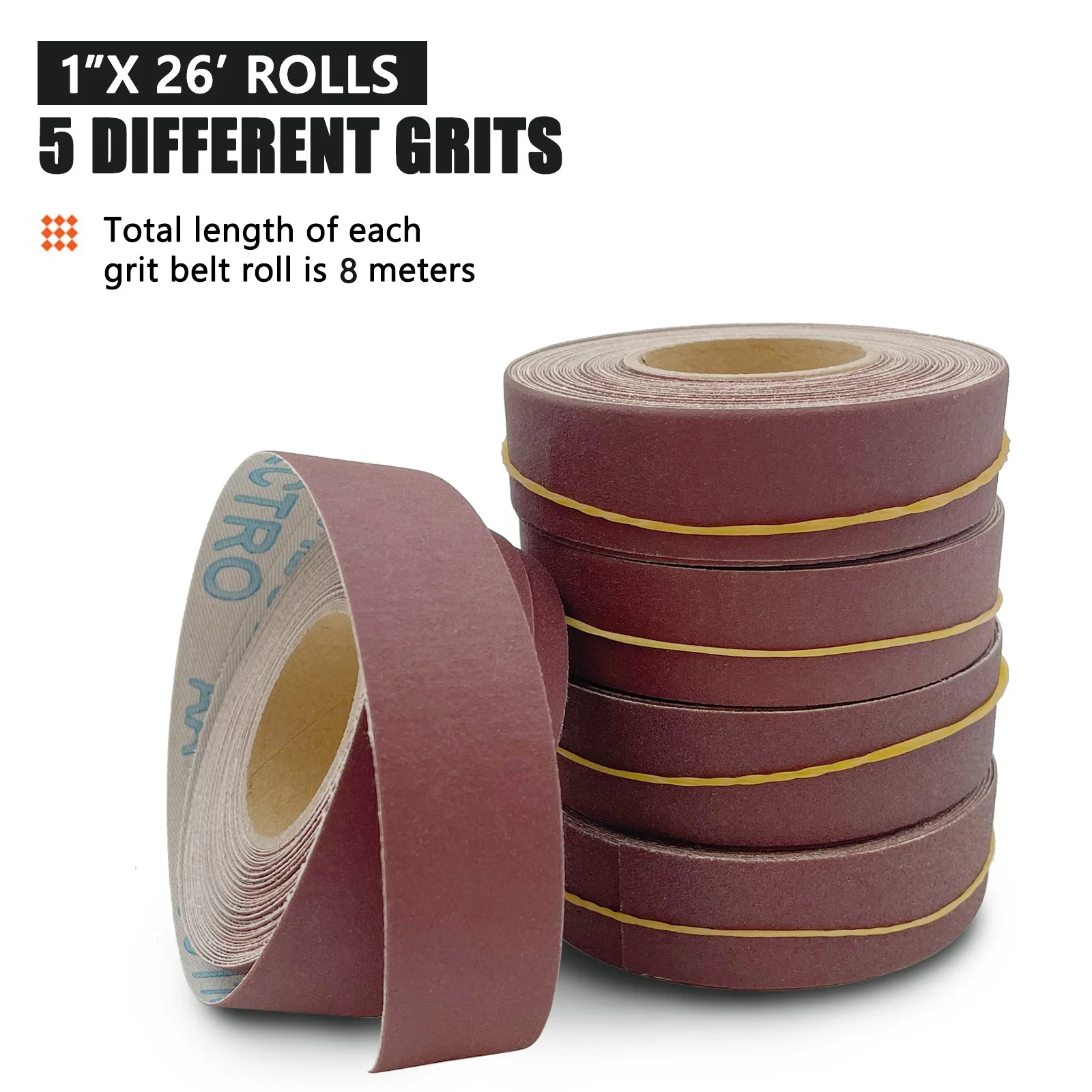 2.5*8m 150-600- korns sandpapper torrslipning slipband avdragbart sandpapper smärgelduk rulle för metall glas trä polering