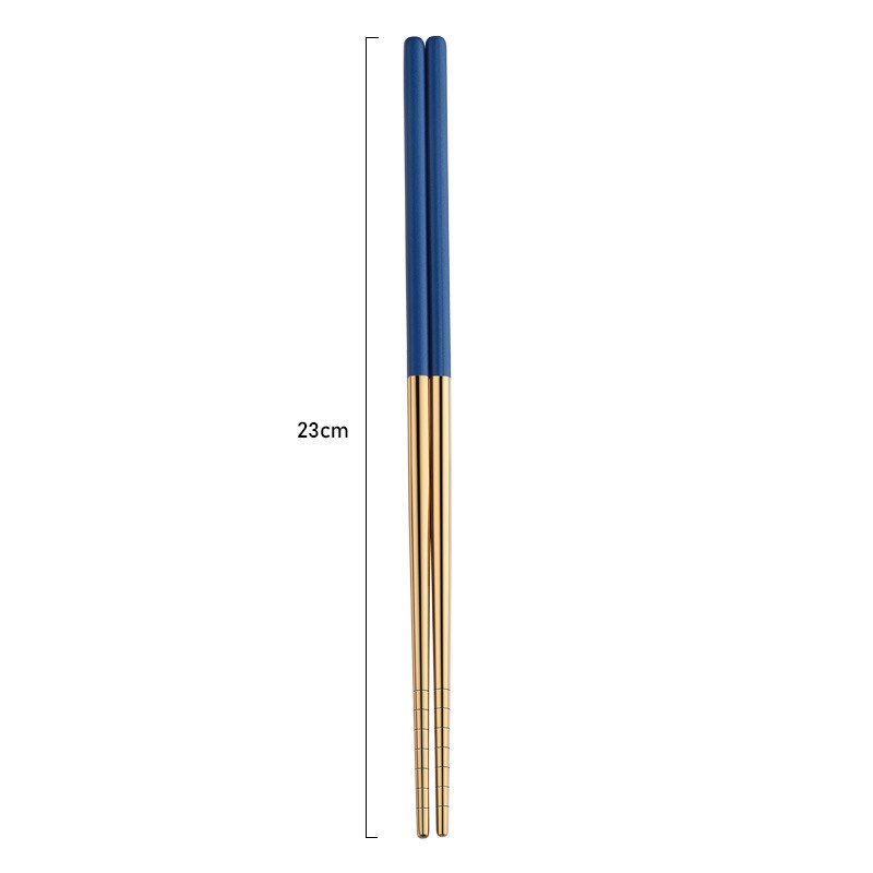 1Pair Japanese Korean Style Chinese Chopsticks Sushi Sticks Noodles Rolls Food Home Tableware Kitchen Tool Portable Reusable: Blue Gold