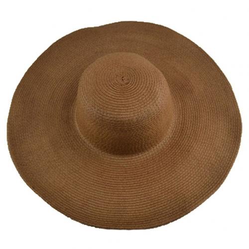 Sombrero Floppy Hawaiano de verano para mujer, gorro de paja de ala ancha de Color sólido: Marrón