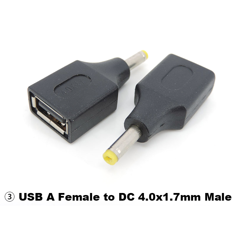 usb type A female to DC male 2.5x0.7 3.5x1.35 4.0x1.7 5.5x2.1 5.5x2.5 male 5.5x2.1 jack female power adapter connector converter: Lavender