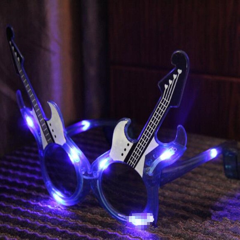 Guitare LED lunettes clignotantes lunettes lumineuses lunettes de lueur masque pour les yeux barre KTV Rave fête anniversaire mariage noël Halloween noël: blue