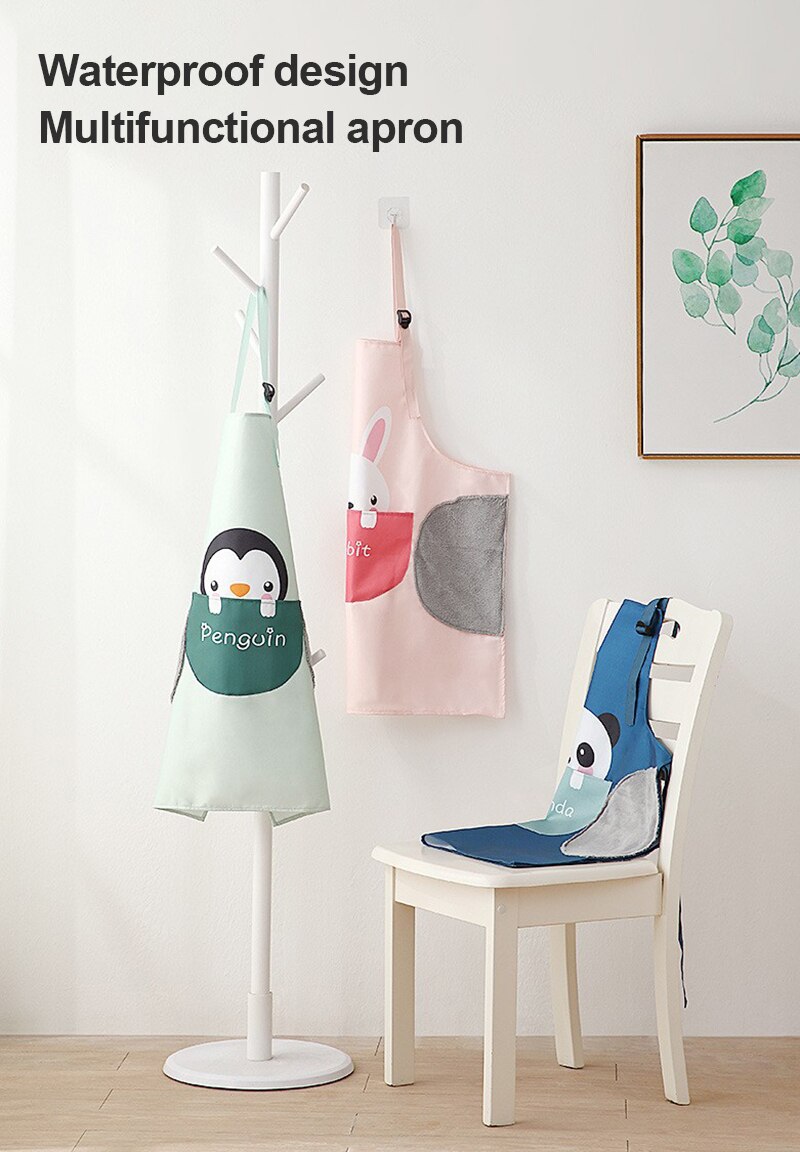 Keukenschort Cartoon Animal Print Waterdicht En Antifouling Olie Proof Bib Thuis Cleaning Tools Voor Mannen Vrouwen Bakken Accessoires
