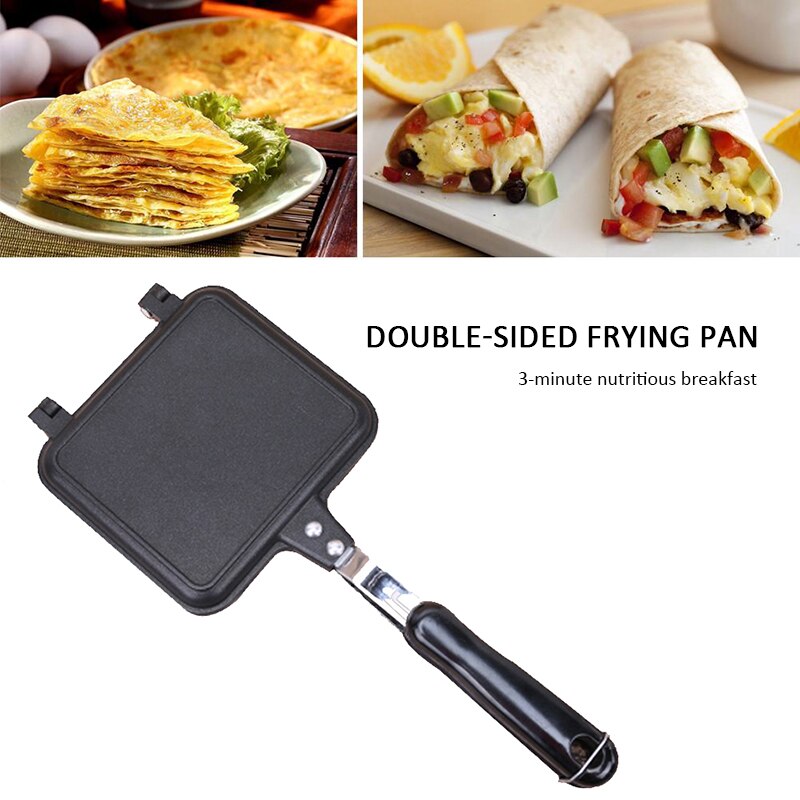Flat Bottom Double-sided Frying Pan Household Non-stick Sandwich Frying Pot High Heat-resistant Bread Toast Baking Pan