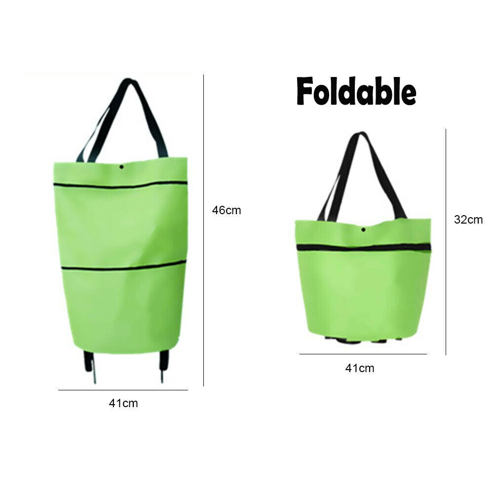 12 Stijlen Mode Zakken Opvouwbare Boodschappentas Met 2 Wielen Draagbare Winkelwagen Trolley Kruidenier Bagagedrager Winkelwagen Tas