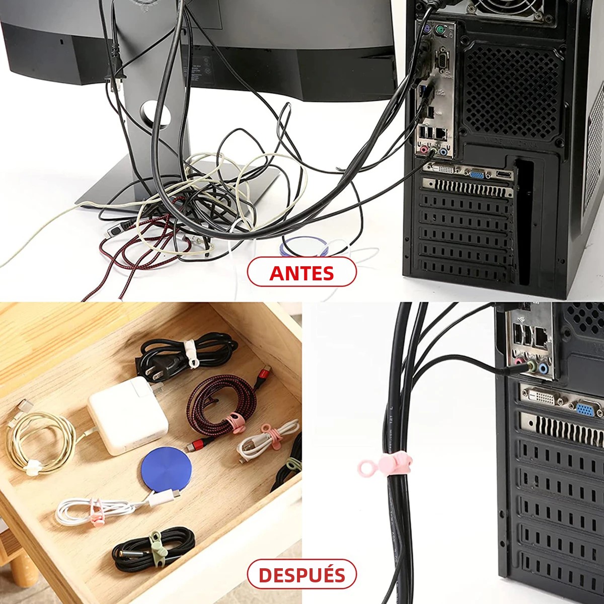 Silikone kabelstropper ledningsorganisator til øretelefoner, usb-kabel, computerkabelbindere ledningsorganisator i hjemmet, kontoret, skolen