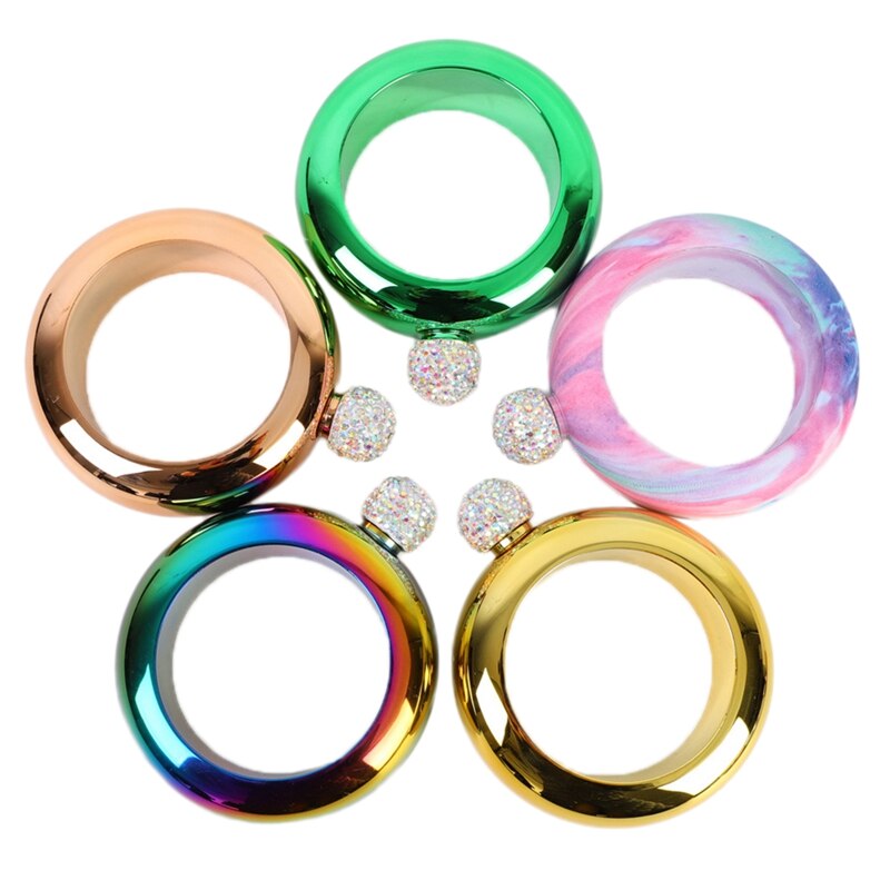 Bracelet alcool Hip flacon avec couvercle en diamant rond Chic vin 3.5oz whisky Vodka alcool Flagon Drinkware + 1 entonnoir