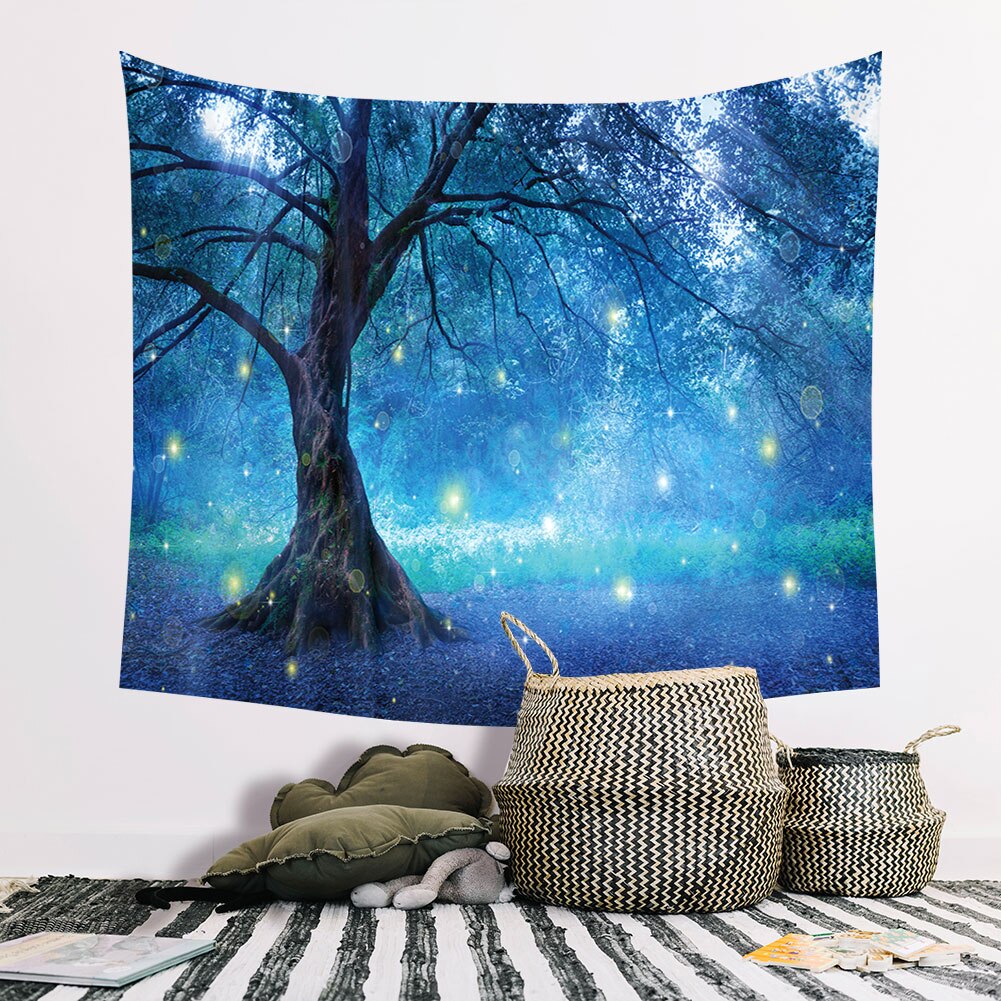 Tapisserie arbre forêt étoile ciel tournesol tenture murale tapisserie tapis toile de fond décor mur tissu tapisseries macramé