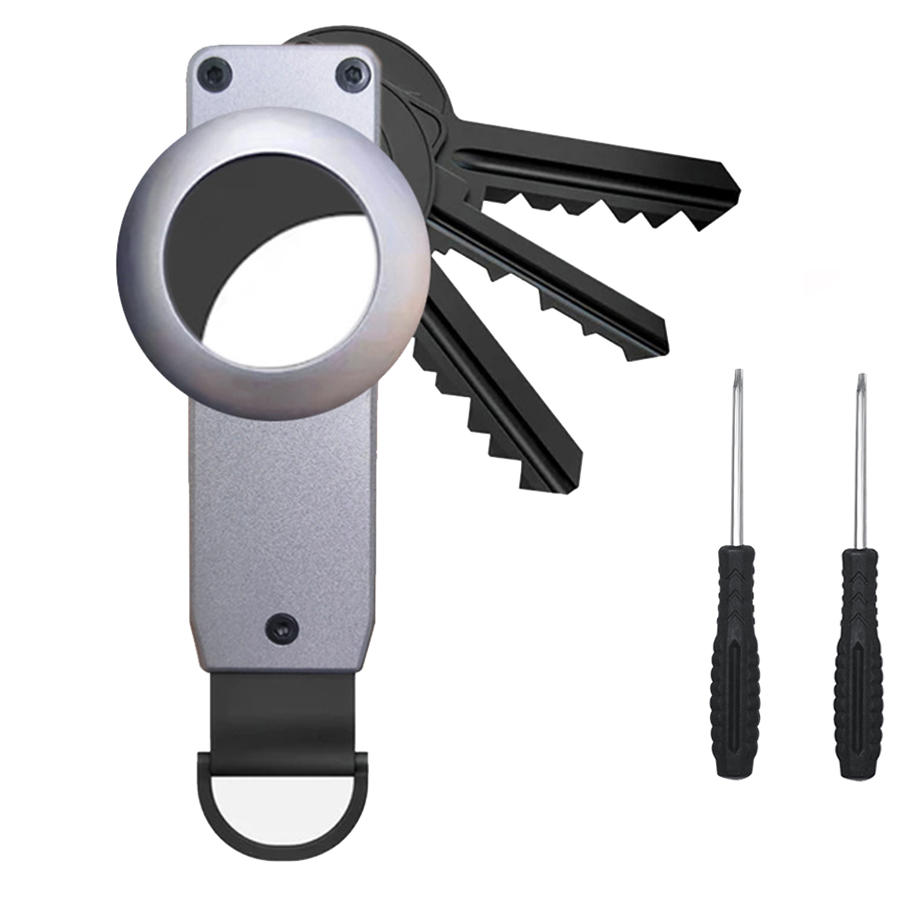 Key Organizer, Compact Keyholder, Anti-Lost Metal Keychain with Airtag Case, Compatible with Apple AirTag Finder Tracker, Alumin: GRAY