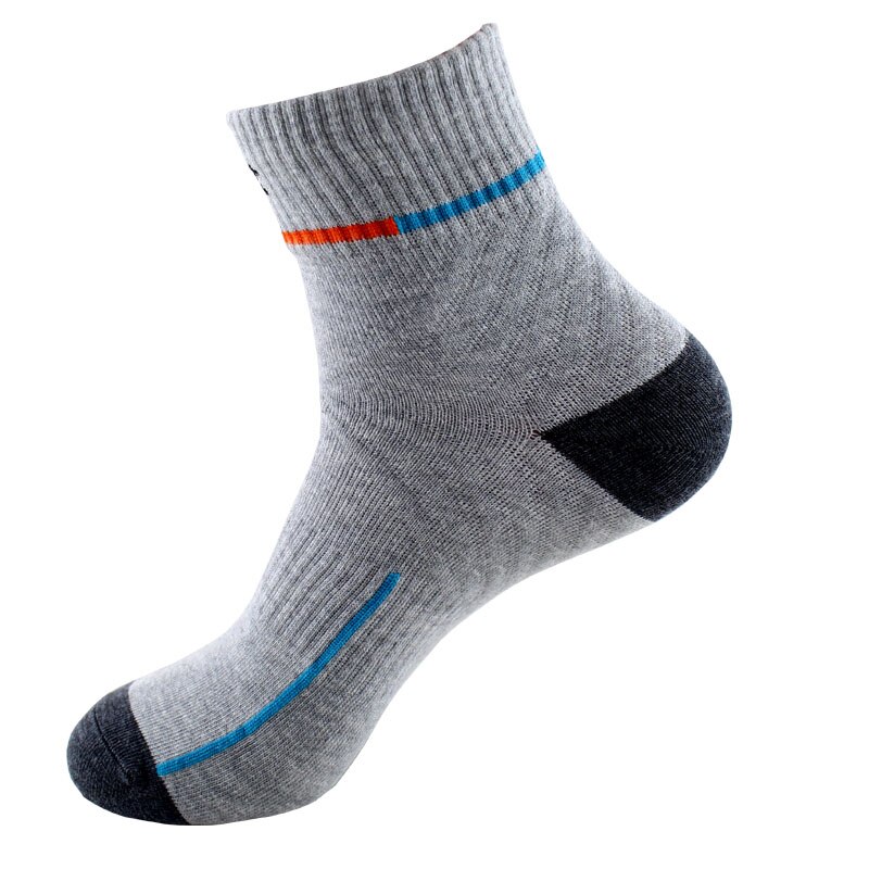 Men's Sports Socks - 5 Pairs - Cotton - Basketball, Hiking, Camping: Gray
