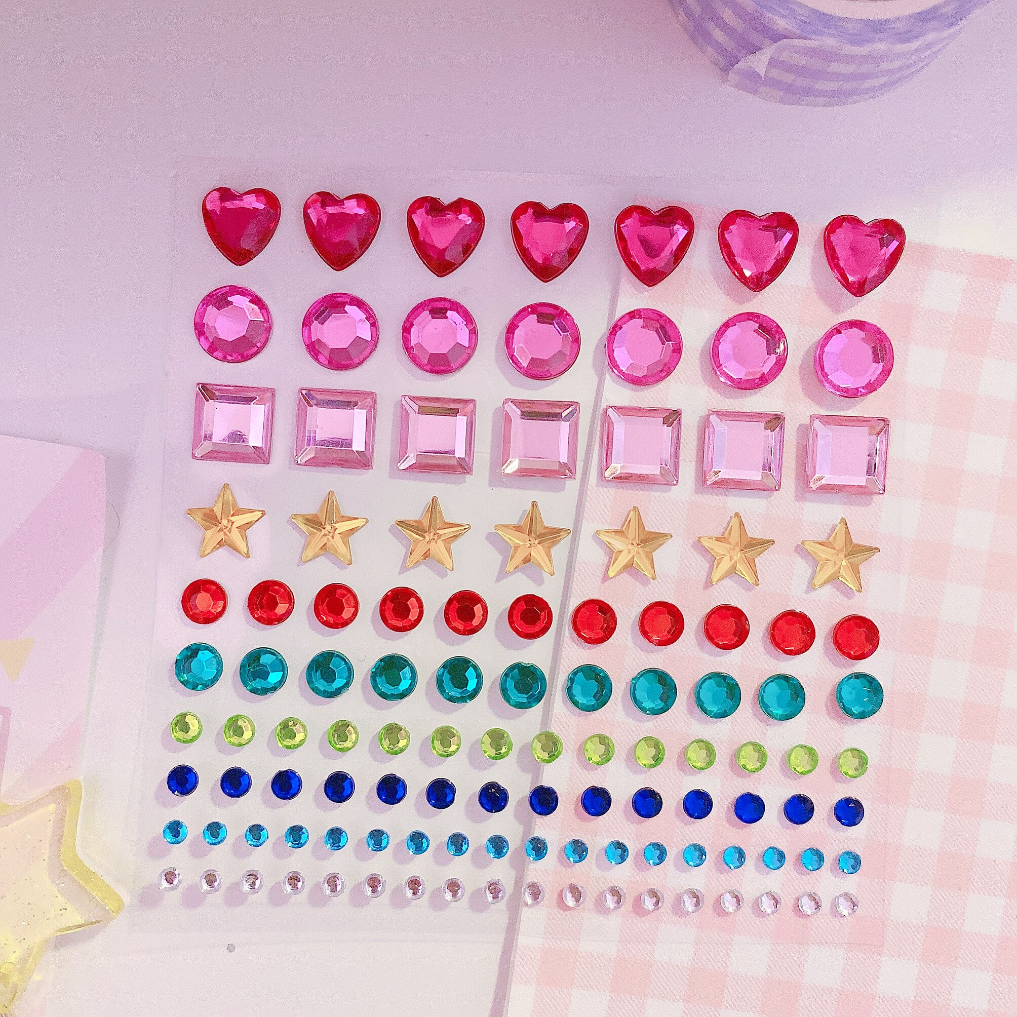 Nuevas pegatinas de gemas 3D para niños, pegatinas de diamantes, pegatinas de cristal acrílico, DIY, decoración tridimensional de diamantes de imitación para niñas: Pink blue