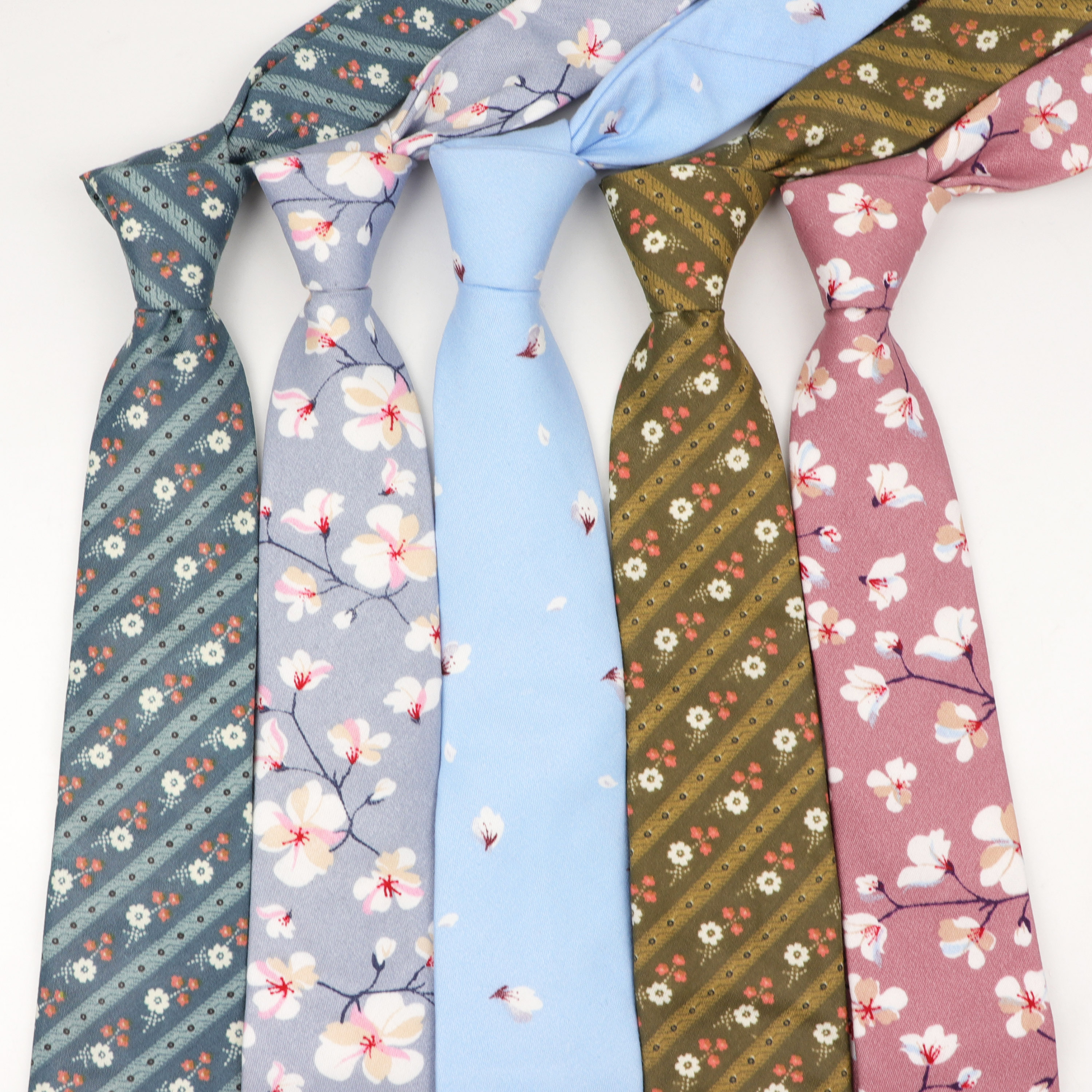 Cravates en coton Rose imprimé | Fleur, largeur 7cm, cravate étroite, cravate Cravat décontracté, fête, cravate de cou