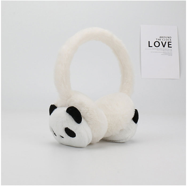 Maikun, nuevos orejeras mullidas de felpa con dibujos animados para niños, bolsas con orejas de Panda bonitas y cálidas para estudiantes de invierno: Negro