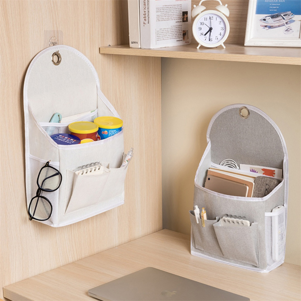 Fabric Hanging Storage Bag for Dormitory Wall Mounted Wall Door Bags Dual-Pocket Side Mesh Organizer Book Magazine Phone Holder