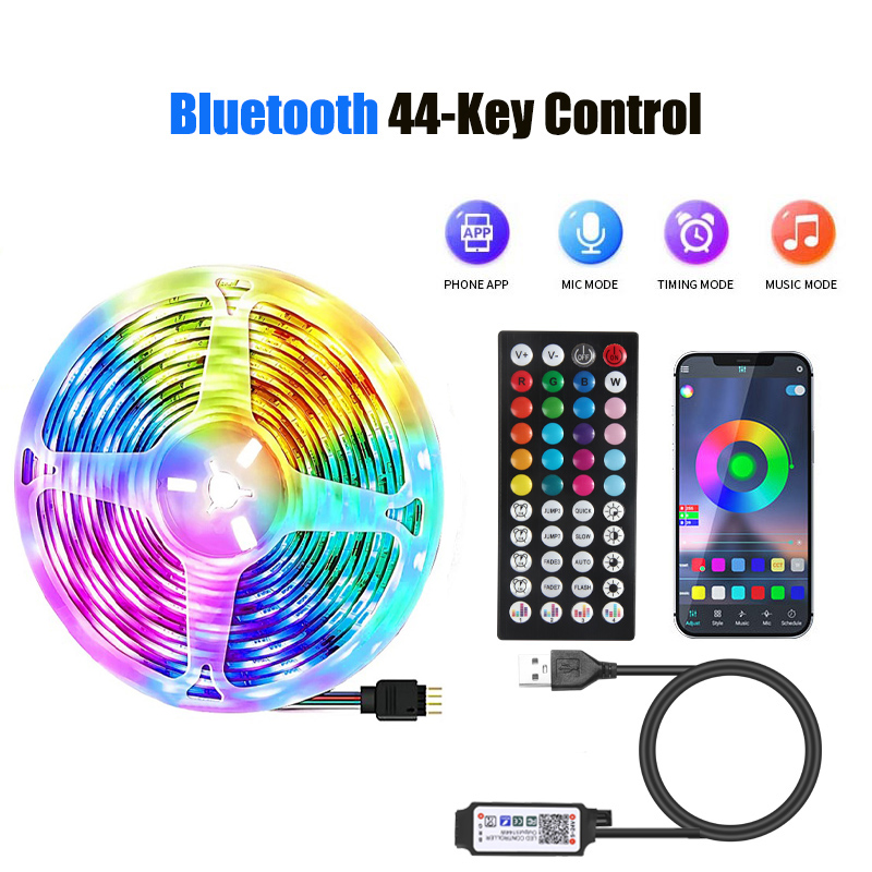 USB 1-30M LED Light Strip RGB 5050 Bluetooth APP Control Luces Led Color Change Lighting Music Sync for Party PC Living Room: Emitting Color3 / 8m