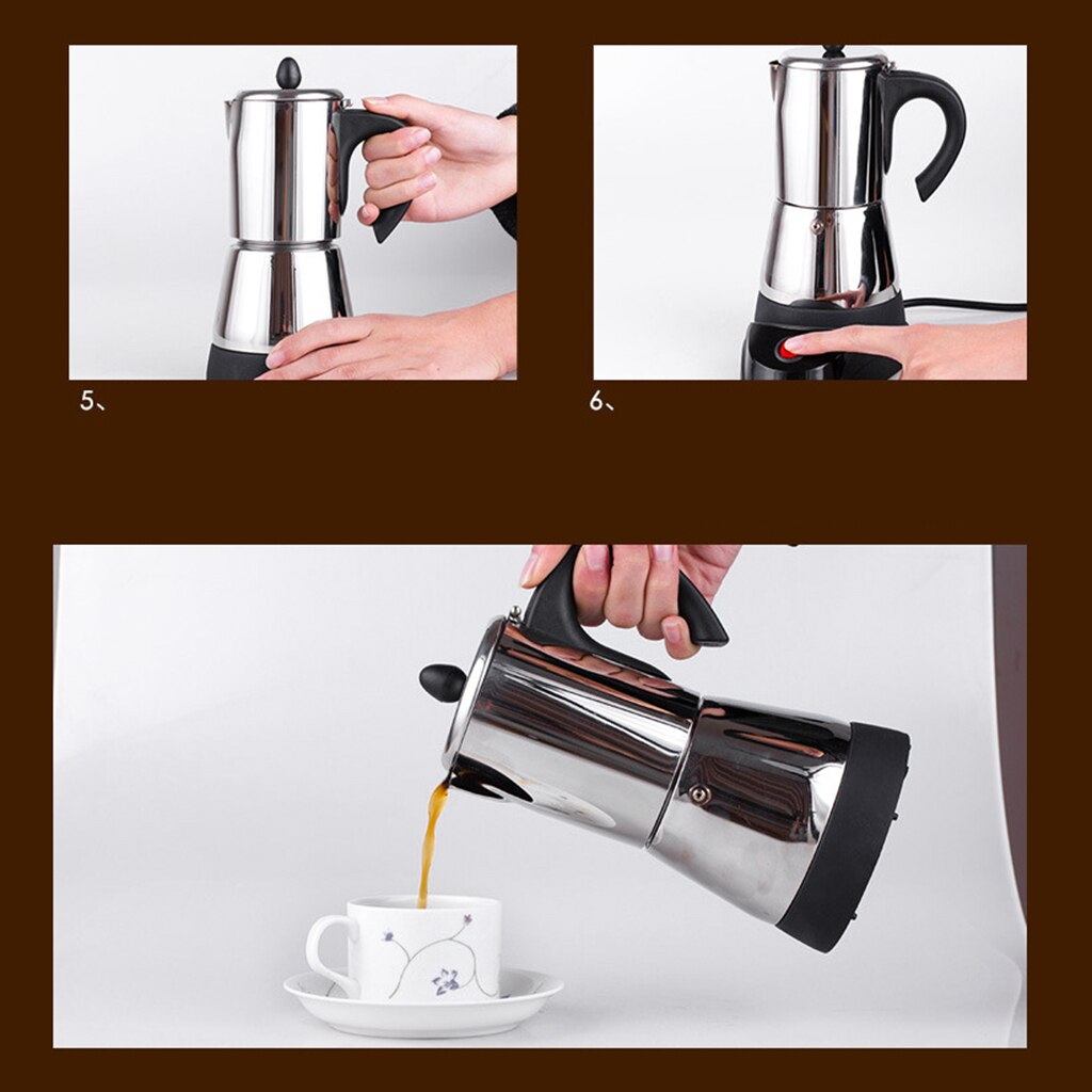 Expresso électrique Latte percolateur cuisinière haut cafetière moka Pot: 6 Cup