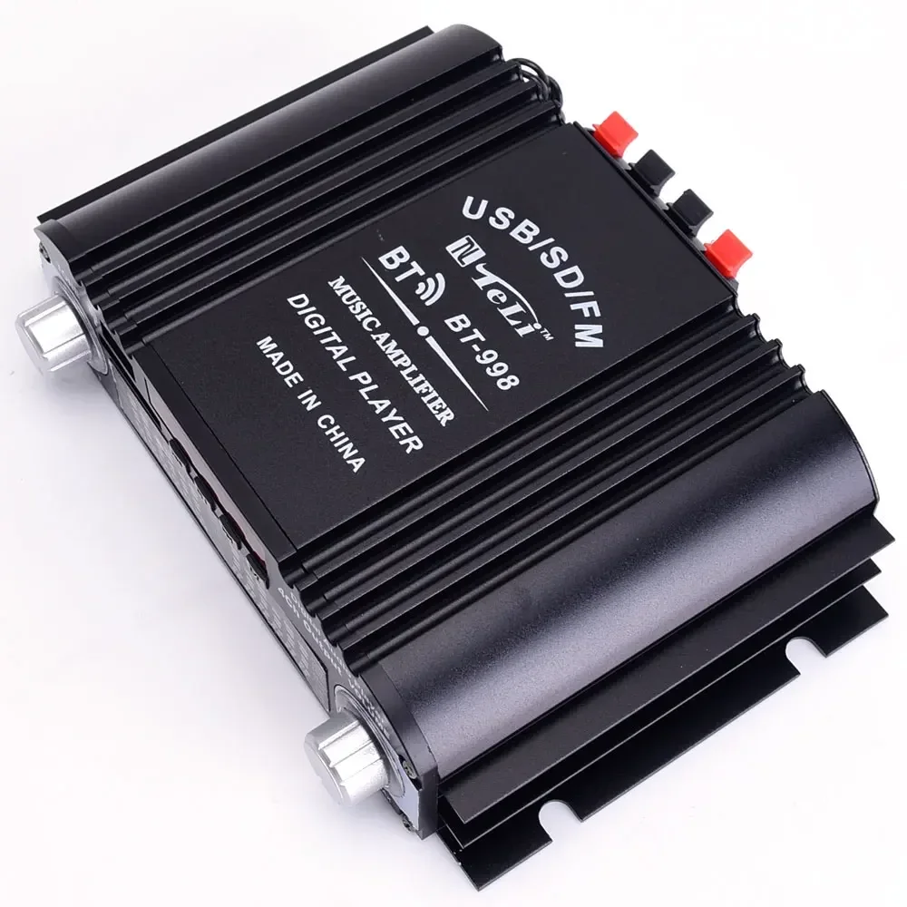 Power Amplifier 4-channel Audio Amplifier MP3 HIFI Bluetooth Amplifier Support USB SD RCA for Home Theatre System DC 12V3A UK AU