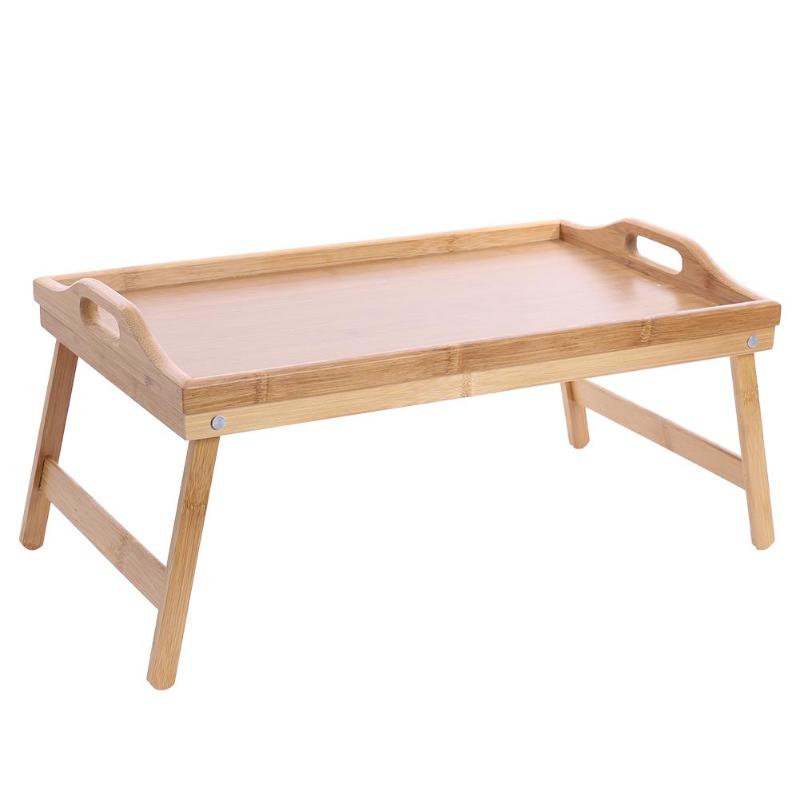 Sammenfoldelig træsengebakke morgenmadsbord udendørs picnicbord laptop skrivebord enkelt spisebord til sovesofa bord med håndtag