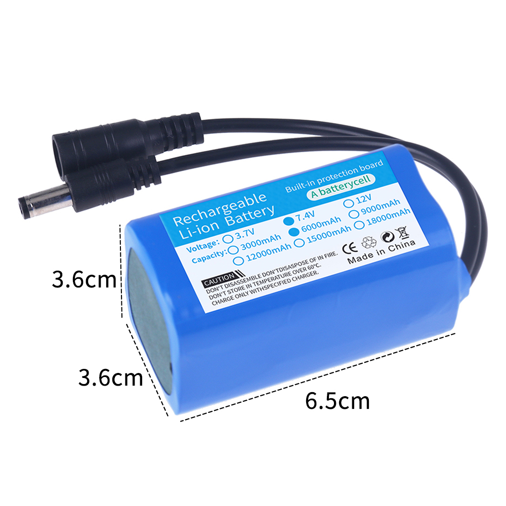 Batería de iones de litio de 7,4 V, 18650 2S, Cargador USB, 3000mah, 6000mah, 9000mah, 12000mah, Control remoto, piezas de repuesto para barcos de cebo de pesca: Negro