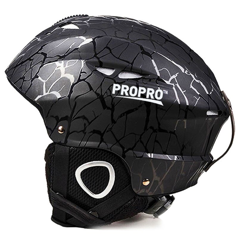 Propro Outdoor Volwassen Veiligheid Ski Helm Integraal-Gegoten Mannen Vrouwen Sneeuw Skiën Helm Snowboard Skateboard Sport Helm Heren: Stripes Black / M(54-58CM)