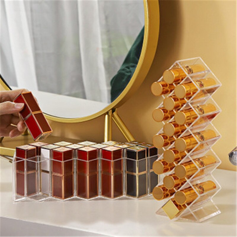 Stor størrelse makeup arrangør make up opbevaring smykker små ting parfume organisator til kosmetik akryl skrivebord makeup smykker æske: 16 huller
