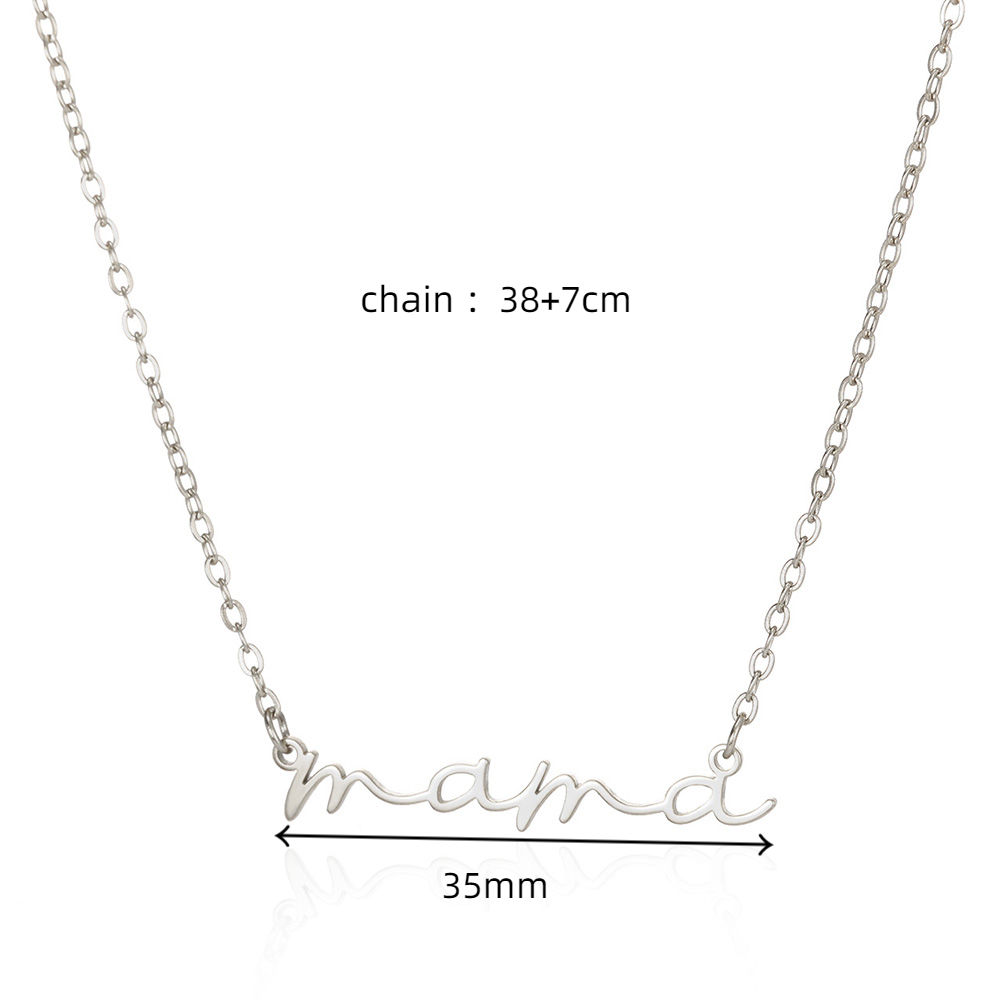 Mama kleine letter ketting minimalistische kettingen goudkleurige roestvrijstalen delicate moeders ketting choker sieraden: Staalkleur
