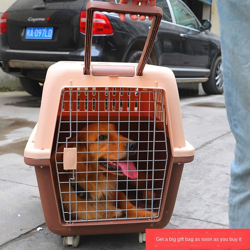 Portable And Durable Pet Air Box Trolley Wheeled Dog Large Dog Corgi Dog Cage Box Out Portable Cat Cage