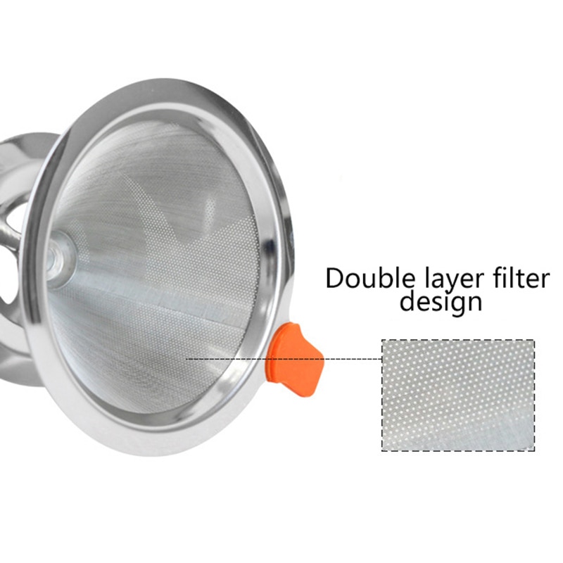 Återanvändbara kaffefilterhållare rostfritt stål brygg dropp kaffefilter tratt metall mesh kaffe te filter korg verktyg